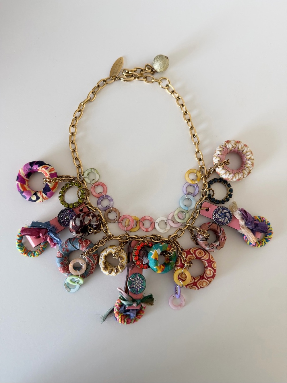 Lenora Dame Gold Tone Colorful Statement Necklace